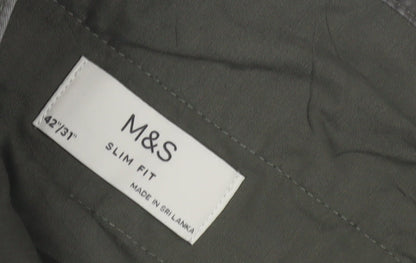 Marks and Spencer Men's Green Cargo Trousers Slim 42x31