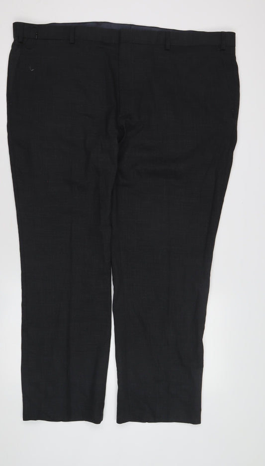 Marks and Spencer Men's Black Regular Fit Trousers