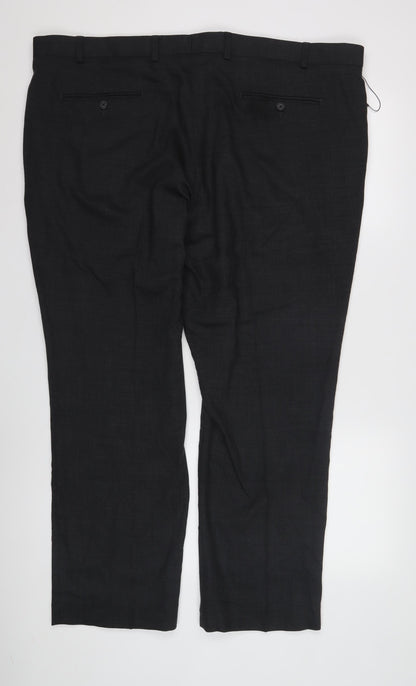 Marks and Spencer Men's Black Regular Fit Trousers