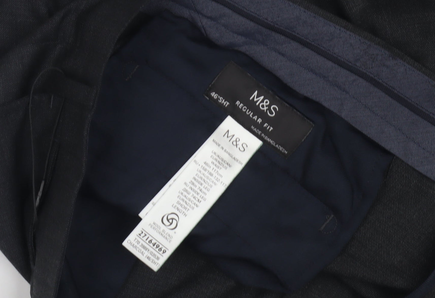 Marks and Spencer Men's Black Regular Fit Trousers