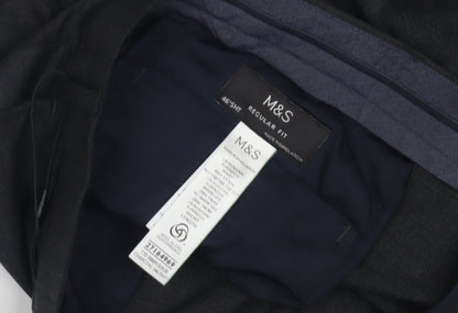 Marks and Spencer Men's Black Regular Fit Trousers