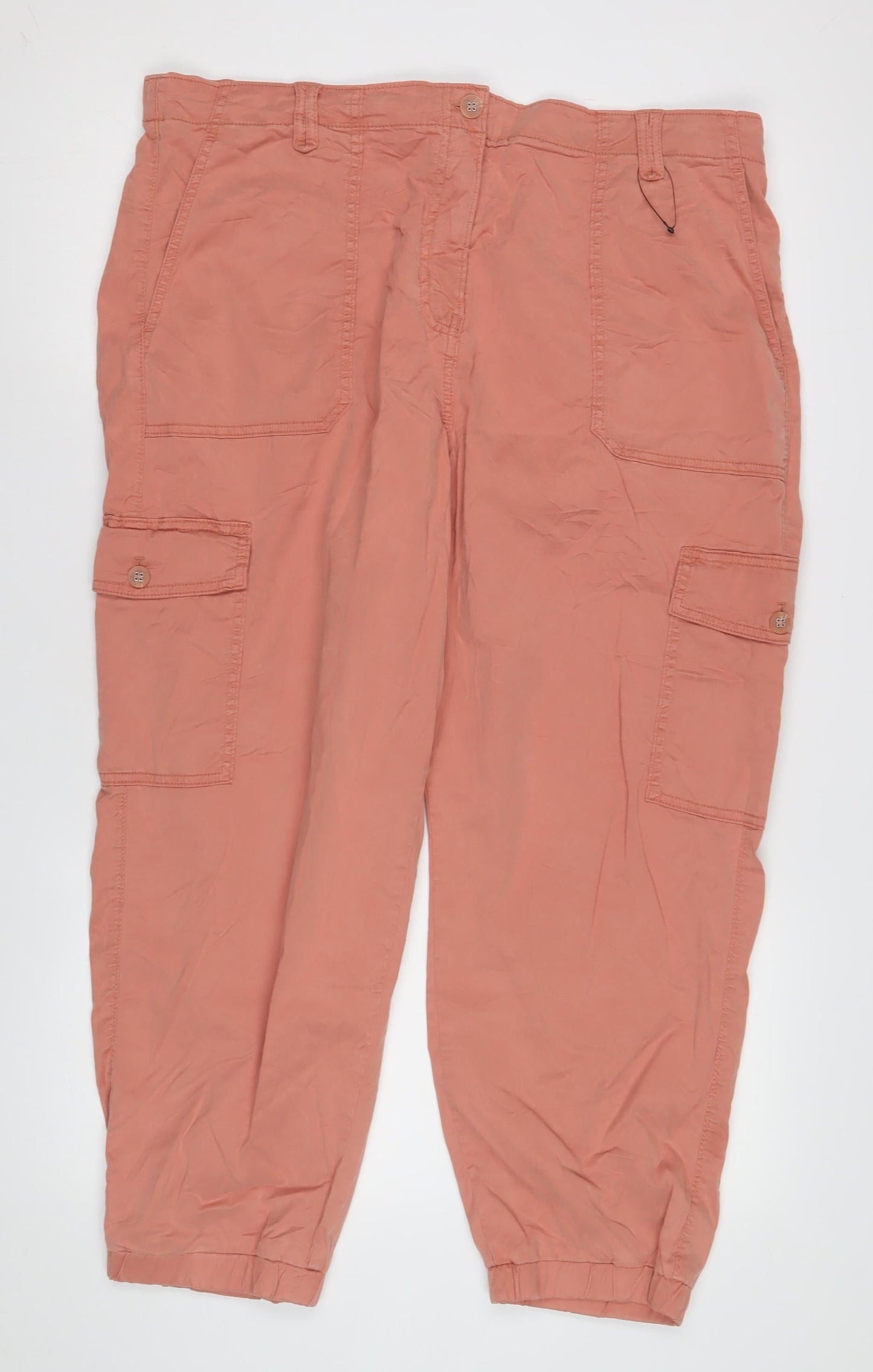 Womens UK Size 28 Marks and Spencer Regular Fit Cargo Pink Trousers