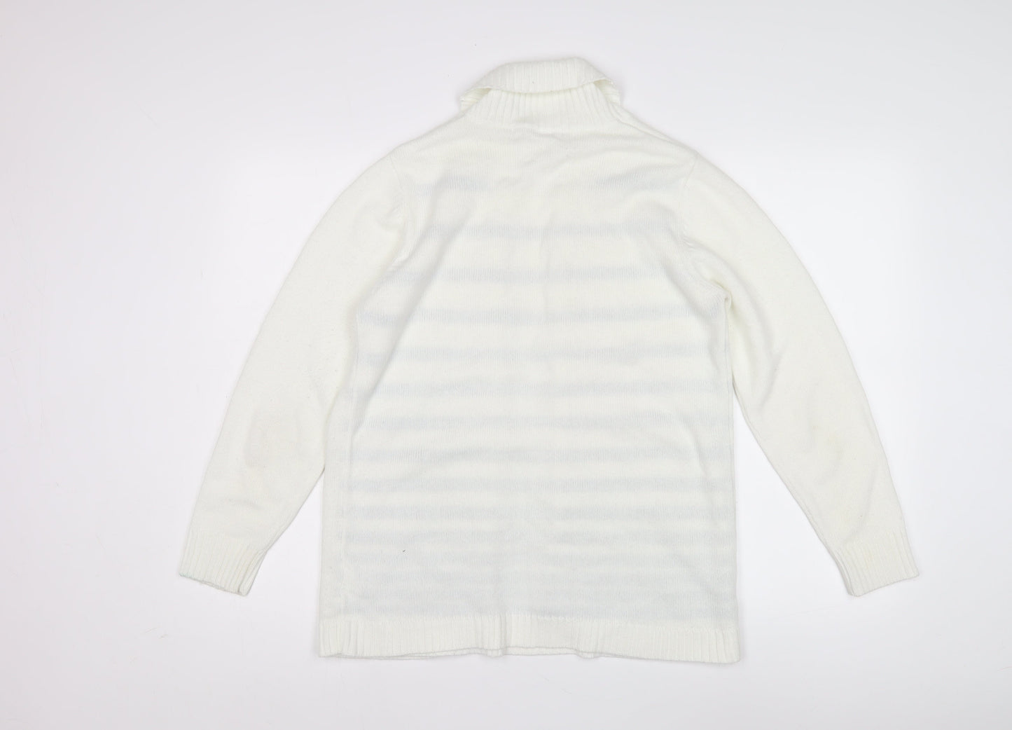 EWM Women's White M Cardigan with Stripes