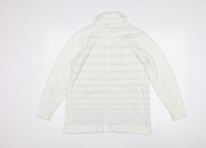 EWM Women's White M Cardigan with Stripes