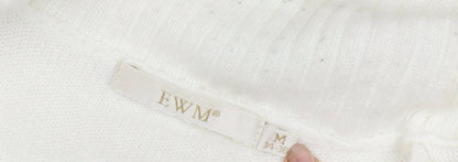 EWM Women's White M Cardigan with Stripes