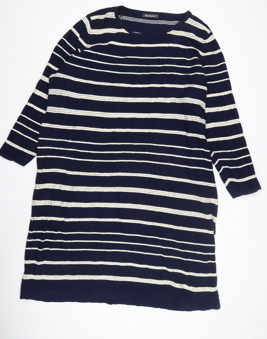 Bonmarché Women's Blue Striped Knit Dress XL