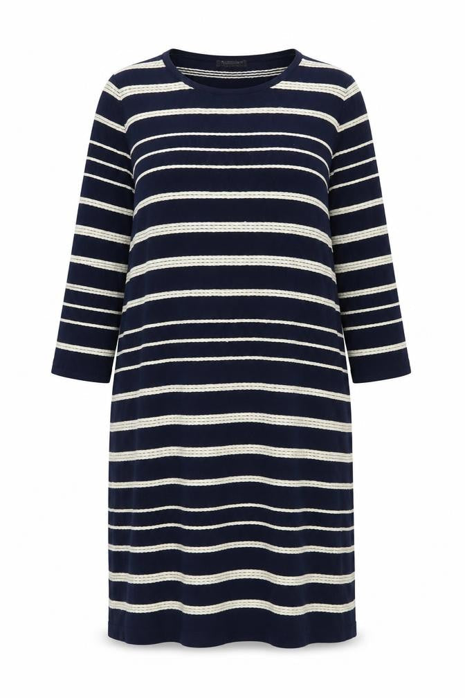 Bonmarché Women's Blue Striped Knit Dress XL