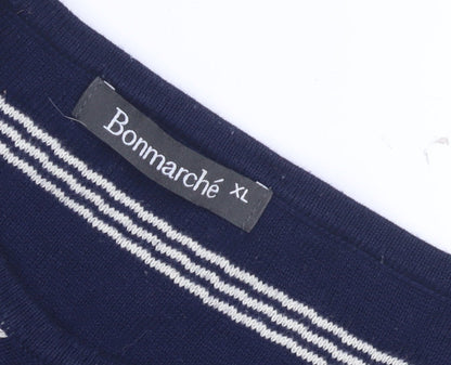 Bonmarché Women's Blue Striped Knit Dress XL