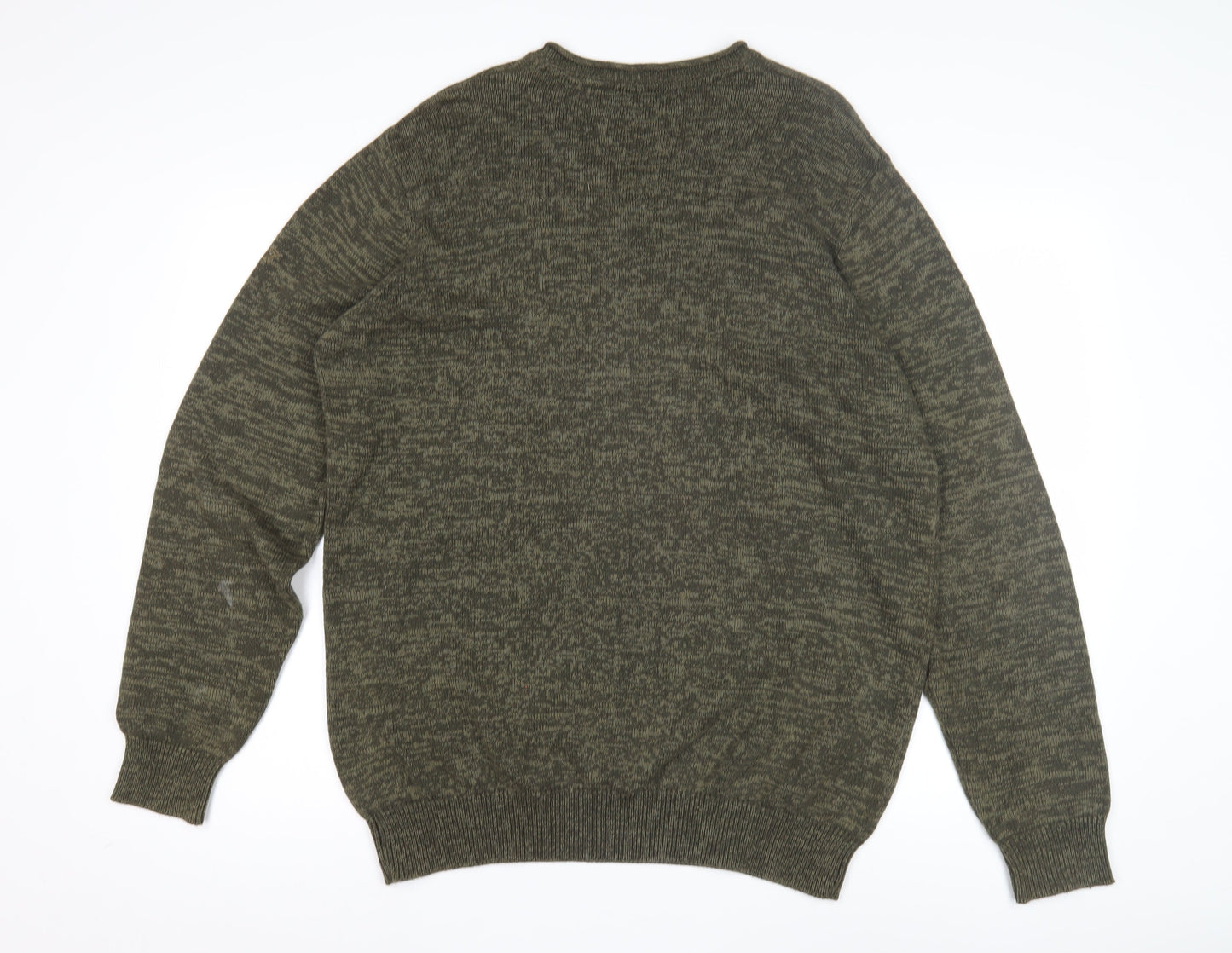 James Pringle Men's Green V-Neck Cotton Jumper L