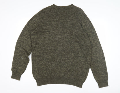 James Pringle Men's Green V-Neck Cotton Jumper L