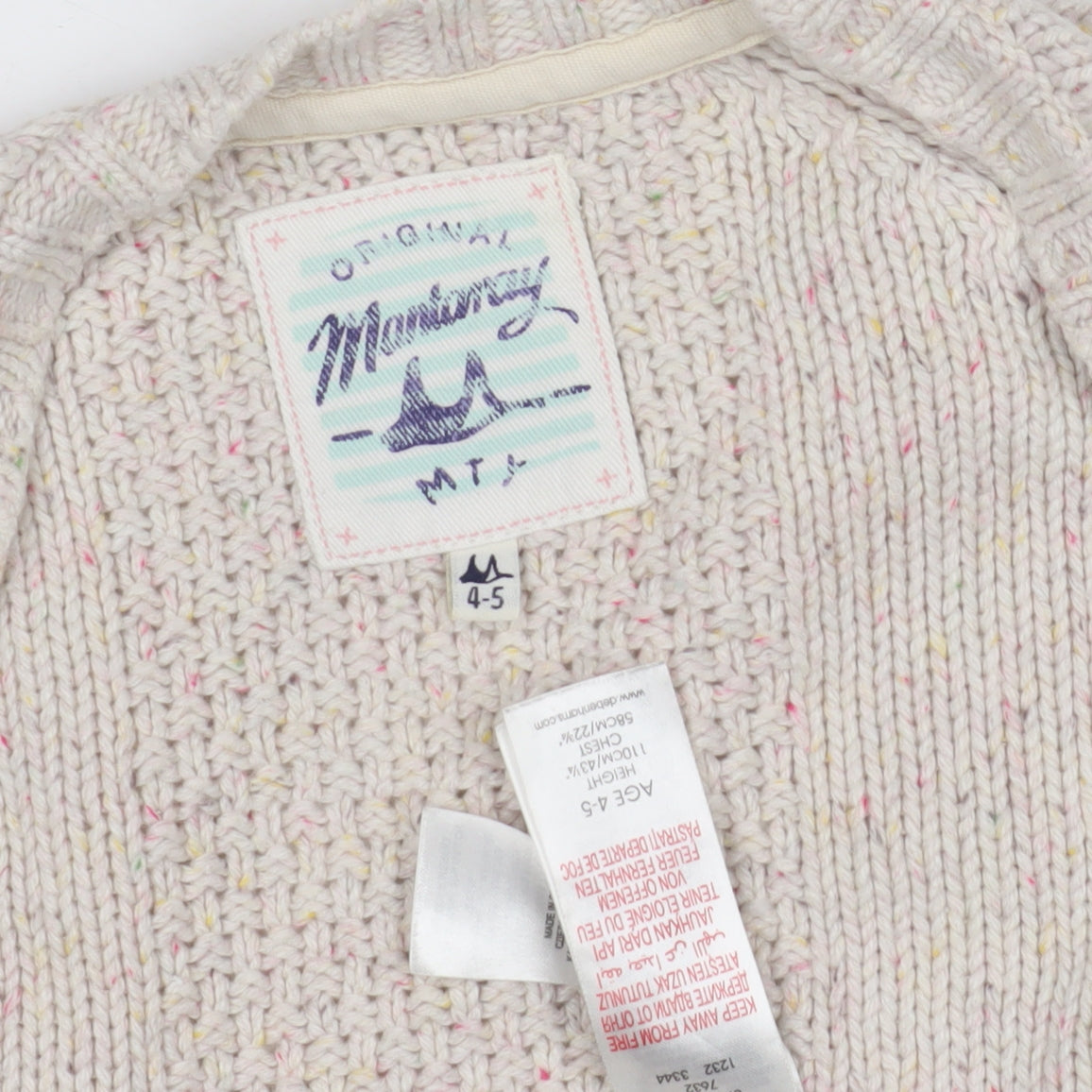 Madewell Girls Beige Cardigan, 4-5 Years, Cotton Wool Knit