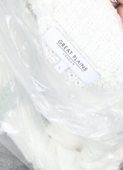 Great Plains Women's White Striped Chunky Knit Jumper