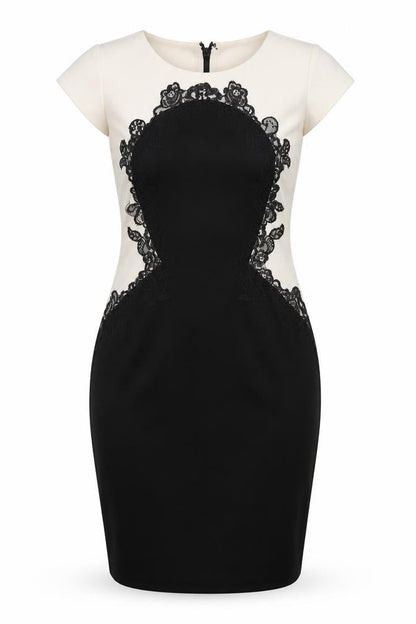 Lipsy Women's Black & Ivory Bodycon Dress Size 12