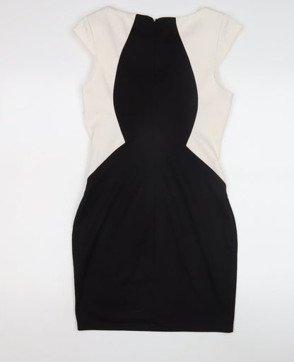 Lipsy Women's Black & Ivory Bodycon Dress Size 12