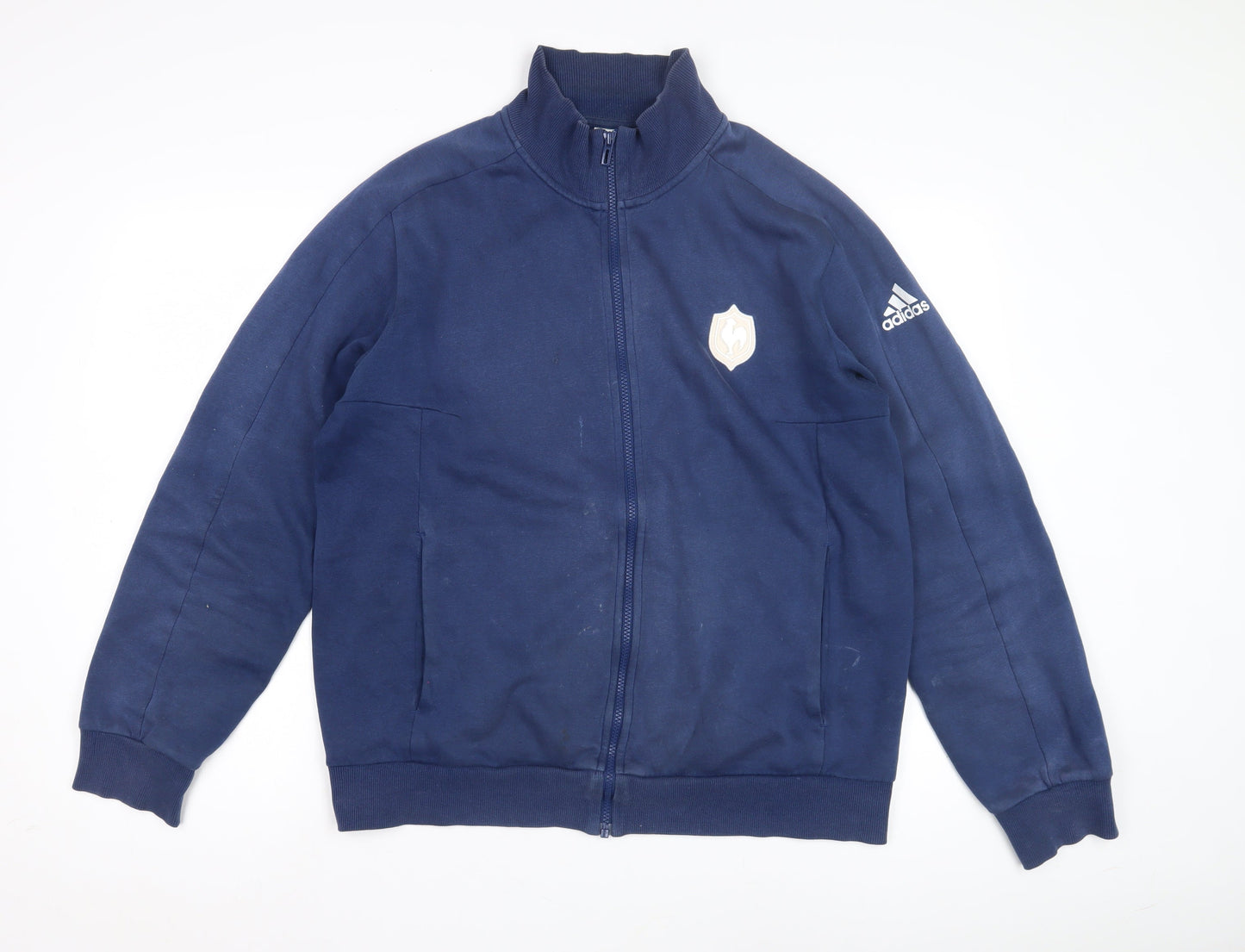 adidas Men's Blue L Basic Jacket, Size L, Casual Zip
