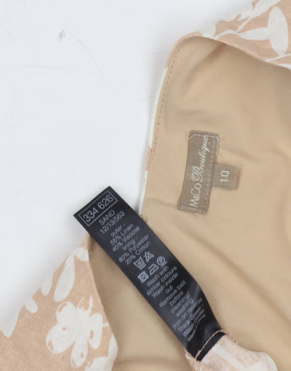 M&Co Women's Beige Floral Midi Dress, Size 10