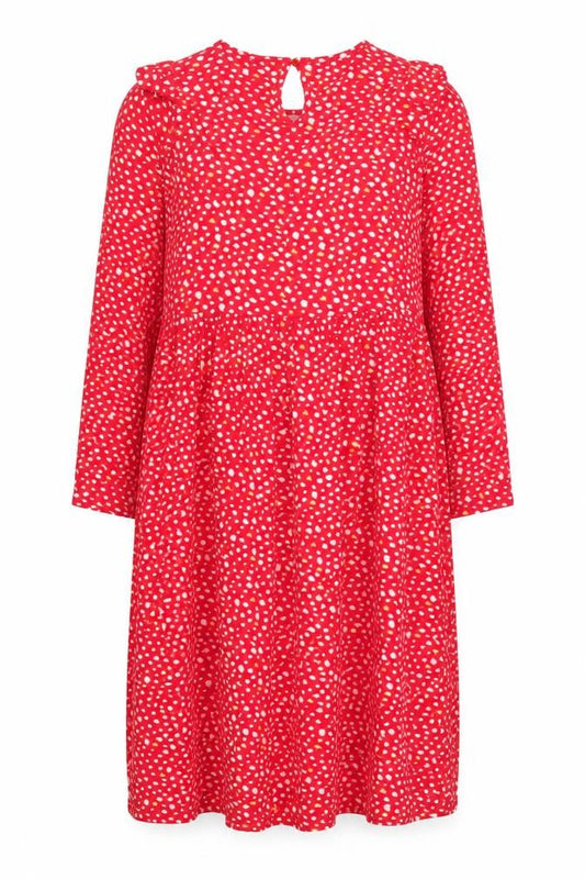 Front view of Wednesday's Girl Red Polka Dot Midi Dress XL