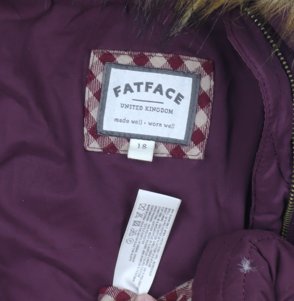 Fat Face Women's Purple Puffer Jacket Size 18