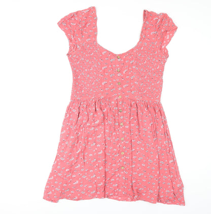 Brave Soul Women's Pink Floral Short Dress, L