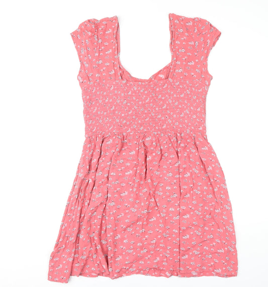 Brave Soul Women's Pink Floral Short Dress, L