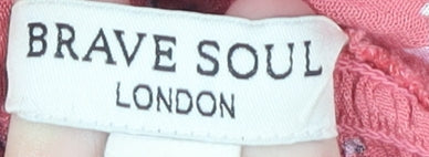 Brave Soul Women's Pink Floral Short Dress, L