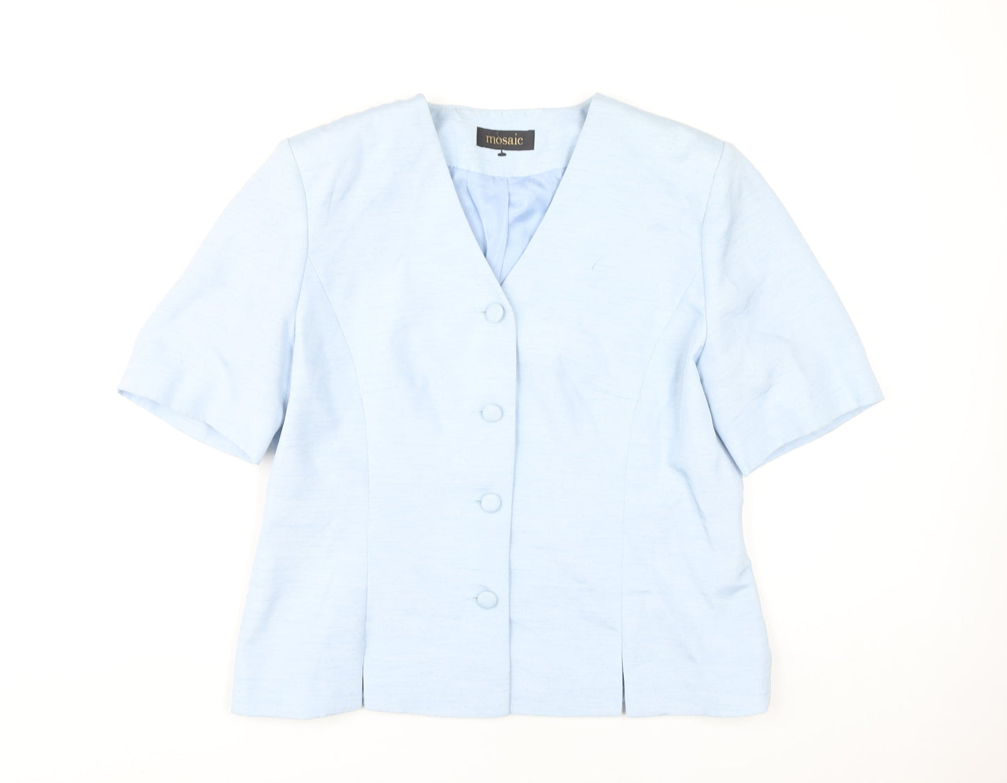 Mosaic Women's Blue Blouse V-Neck Size 16 Button Accent