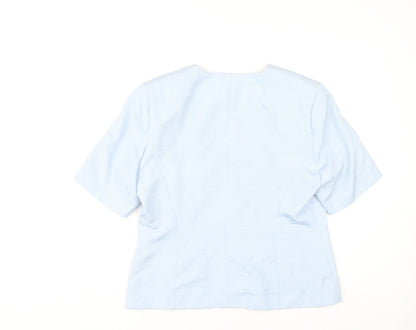 Mosaic Women's Blue Blouse V-Neck Size 16 Button Accent
