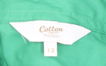 Cotton Traders Women's Green Button-Up Shirt Size 12