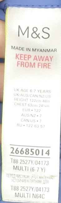 Marks and Spencer Boys Blue Puffer Jacket, 6-7 Years, Hooded