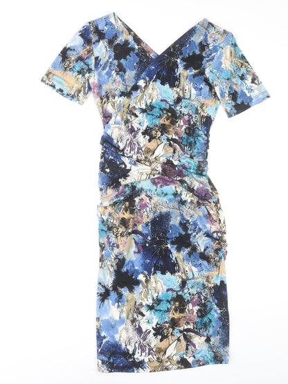Jersey London Women's Multicoloured Floral Dress Size 8
