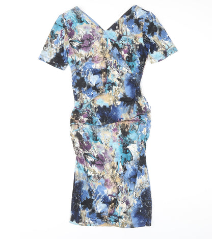 Jersey London Women's Multicoloured Floral Dress Size 8