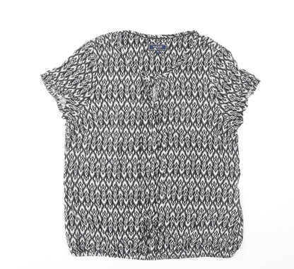 Maine Women’s Black Tunic Blouse Size 18 Geometric Patterned