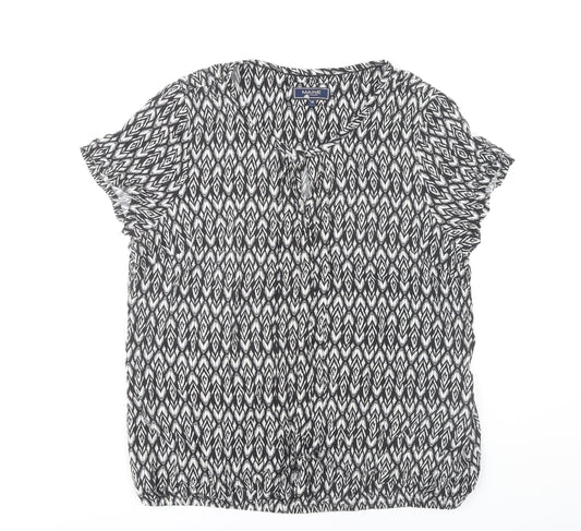 Maine Women’s Black Tunic Blouse Size 18 Geometric Patterned