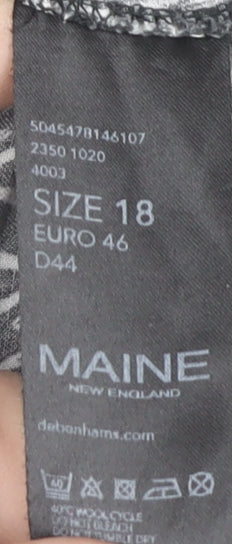 Maine Women’s Black Tunic Blouse Size 18 Geometric Patterned