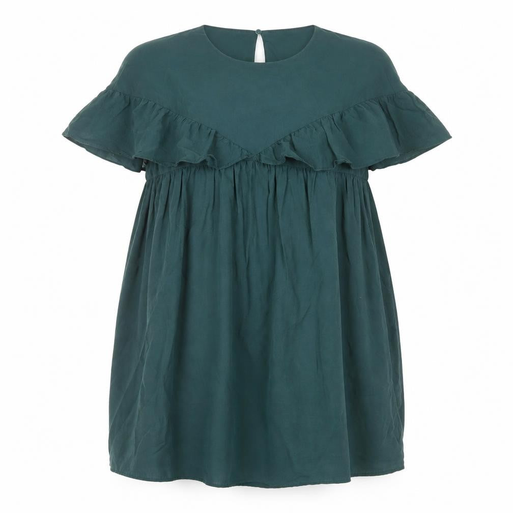 Zara Women's Green Flutter Sleeve Dress L