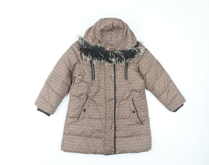 Next Girls Brown Puffer Jacket, 5 Years, Hooded Winter Coat