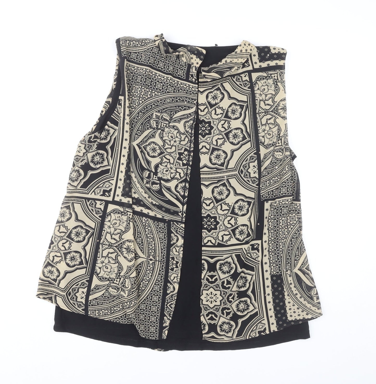 Next Women's Black Beige Geometric Blouse Size 16