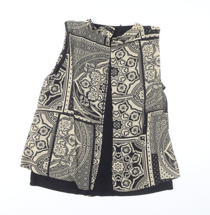 Next Women's Black Beige Geometric Blouse Size 16