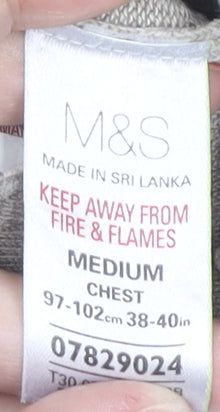 Marks and Spencer Men's Beige Striped Long Sleeve Polo M