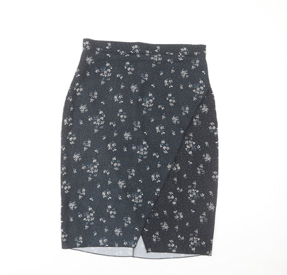 PrettyLittleThing Women's Black Floral Pencil Skirt Size 12