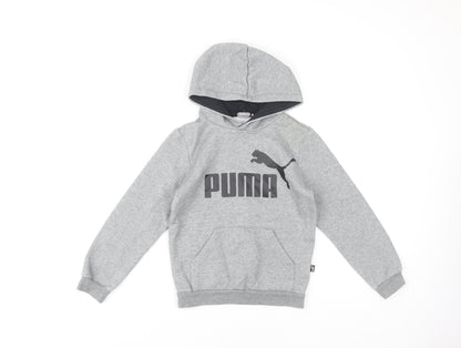 Puma Boys Grey Hoodie, 7-8 Years, Pullover, Hooded