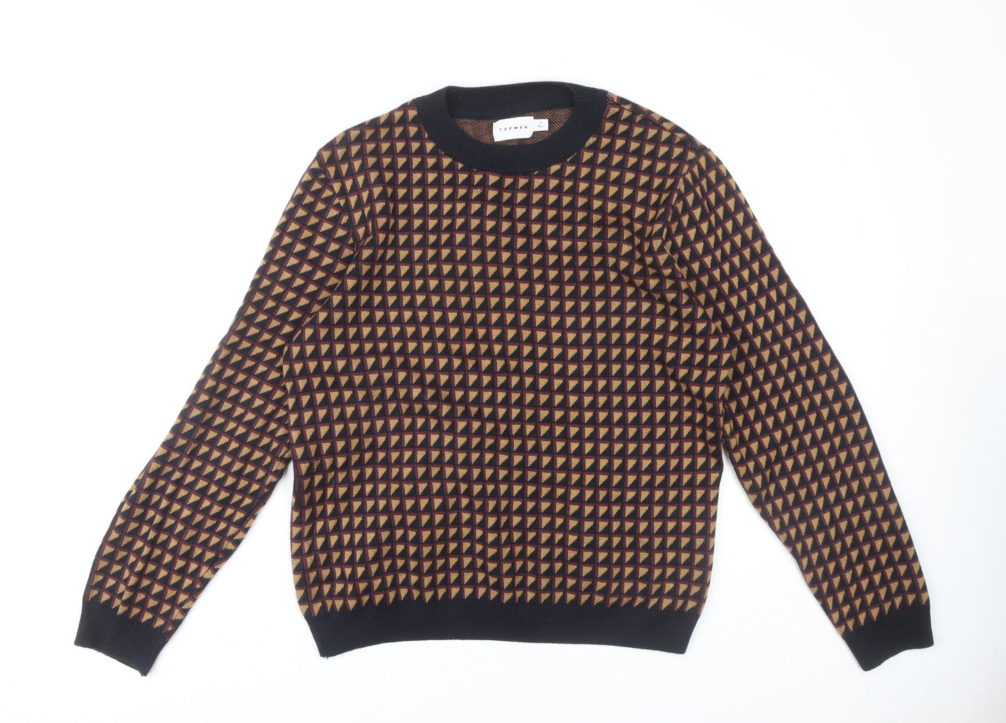 Topman Men’s Multicoloured Geometric Knit Jumper L