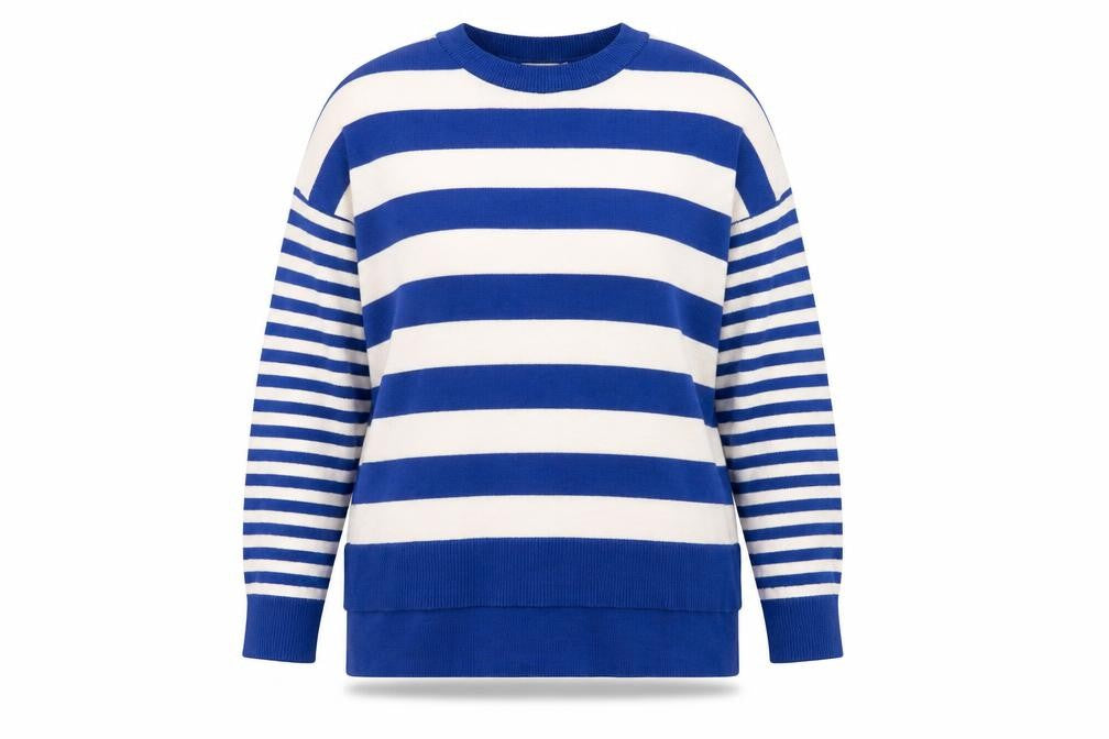 Oasis Women's Blue Striped Pullover Jumper, M