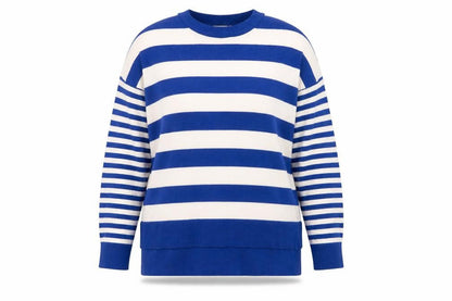 Oasis Women's Blue Striped Pullover Jumper, M