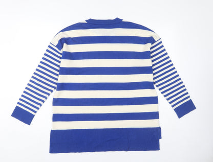 Oasis Women's Blue Striped Pullover Jumper, M