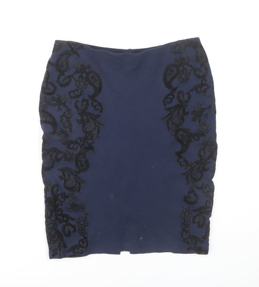 Marks & Spencer Women's Black Embroidered Pencil Skirt