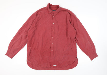 Ted Baker Men's Red Button-Up Shirt, L, Long Sleeve, Cotton