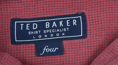 Ted Baker Men's Red Button-Up Shirt, L, Long Sleeve, Cotton