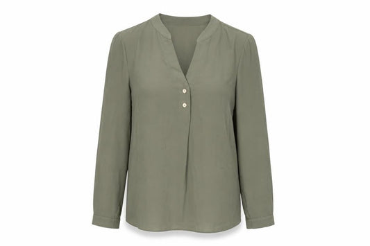 Front view of Roman Women's Green Blouse, size 10, - Casual Elegance