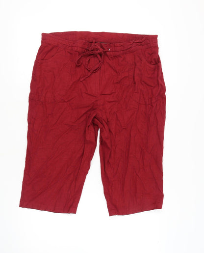 Ann Harvey Women's Red Cropped Plus Size Trousers